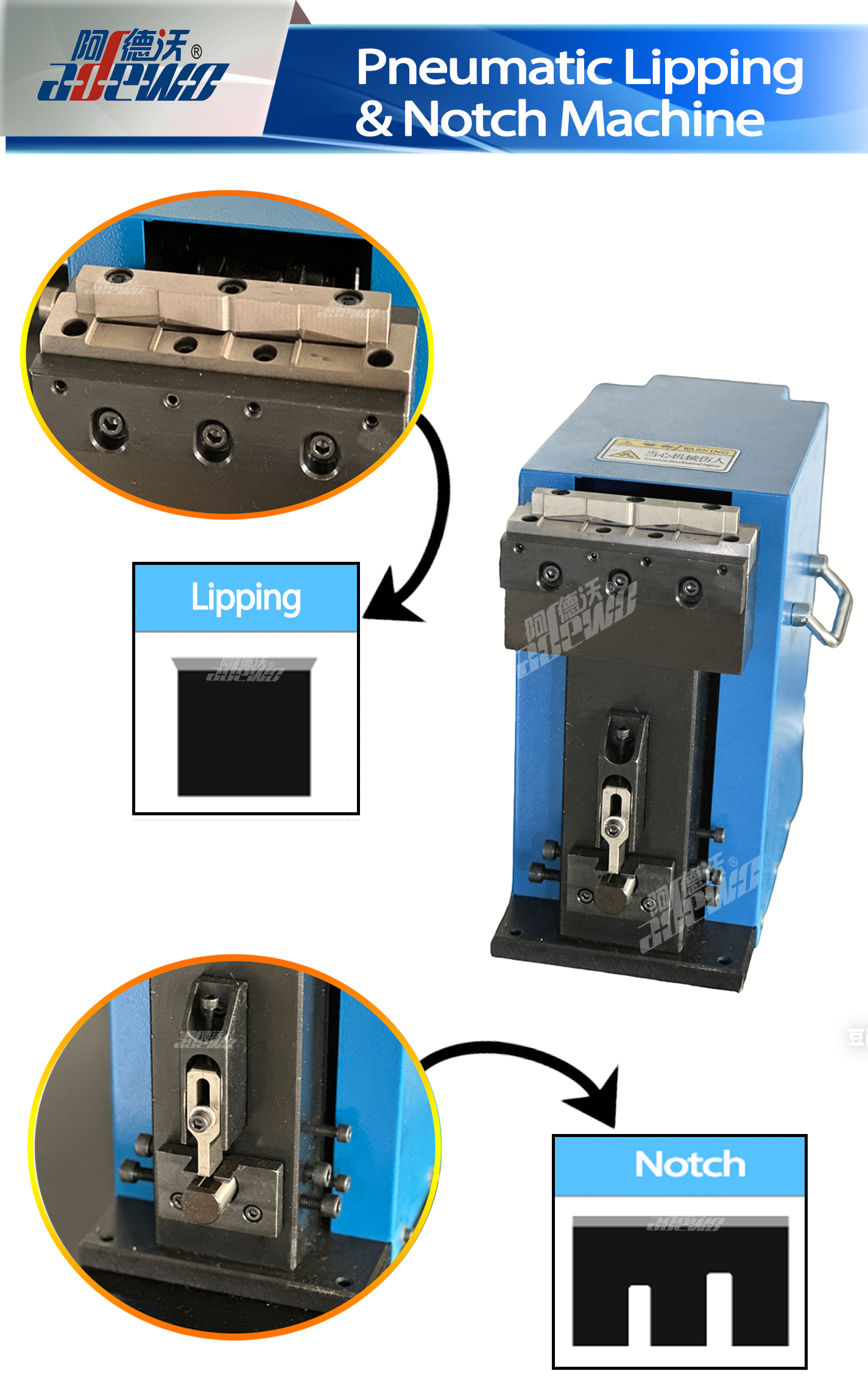 Pnevmatski stroj za lipiranje in zarezovanje